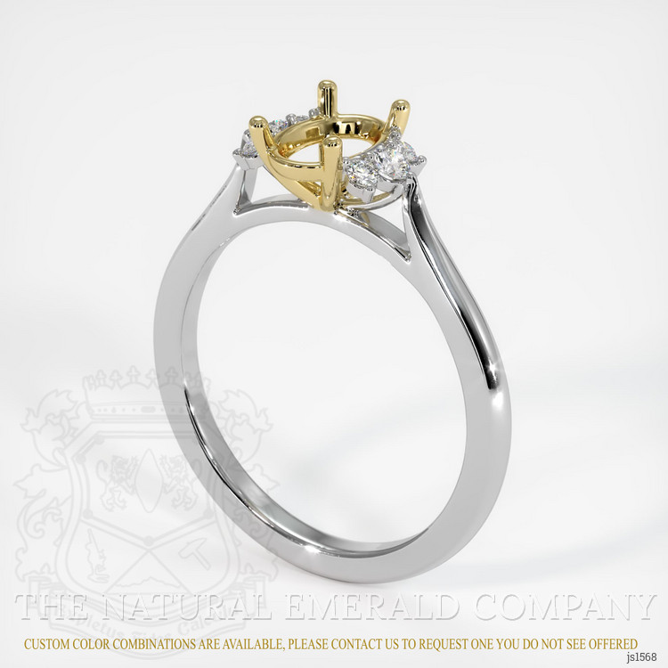 18K Yellow & White Accent Stones Ring Setting