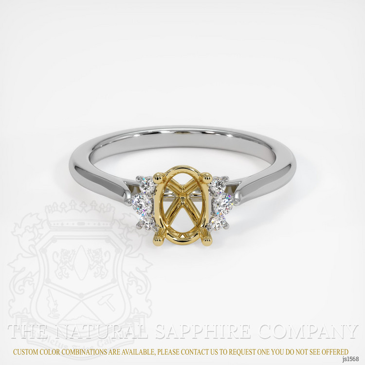 18K Yellow & White Accent Stones Ring Setting