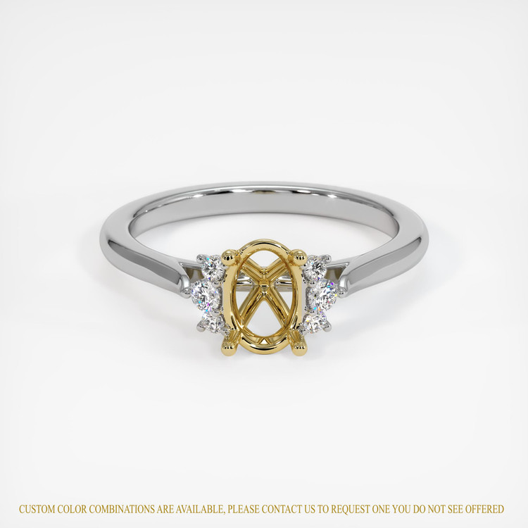 18K Yellow & White Accent Stones Ring Setting