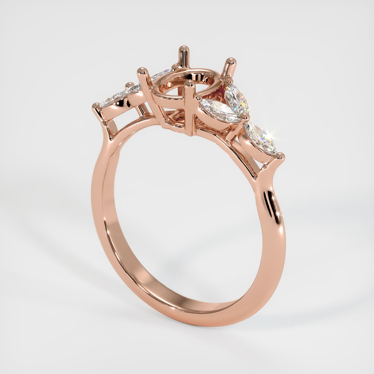 14K Rose Gold Accent Stones Ring Setting