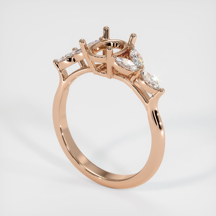 18K Rose Gold Accent Stones Ring Setting