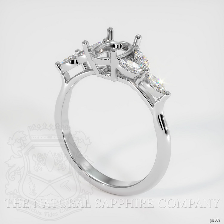 14K White Gold Accent Stones Ring Setting