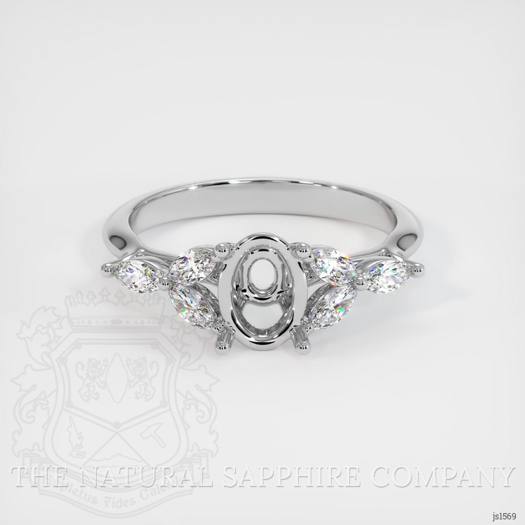 14K White Gold Accent Stones Ring Setting