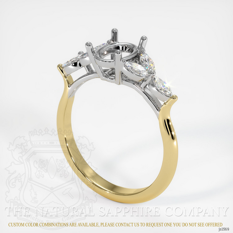 14K White & Yellow Accent Stones Ring Setting