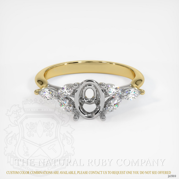 14K White & Yellow Accent Stones Ring Setting