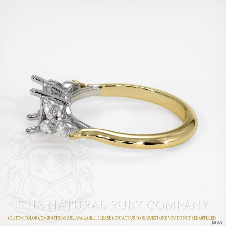 14K White & Yellow Accent Stones Ring Setting