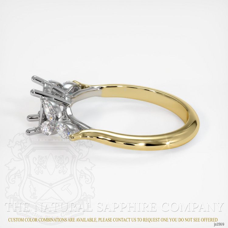 14K White & Yellow Accent Stones Ring Setting