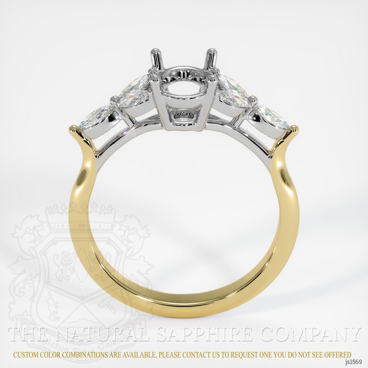 14K White & Yellow Accent Stones Ring Setting