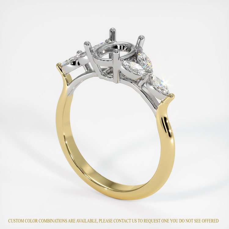 18K White & Yellow Accent Stones Ring Setting