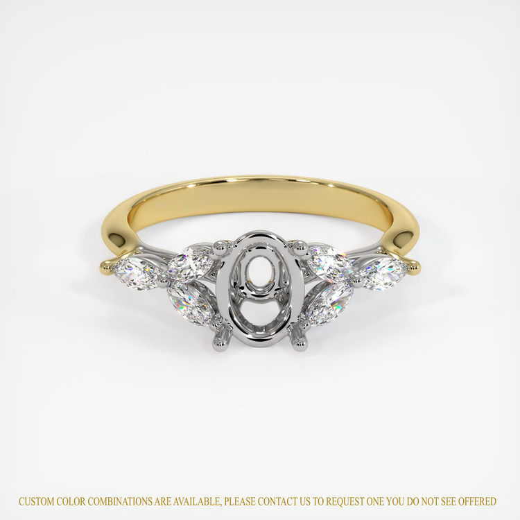 18K White & Yellow Accent Stones Ring Setting