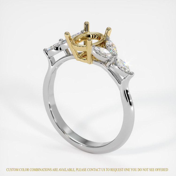 14K Yellow & White Accent Stones Ring Setting