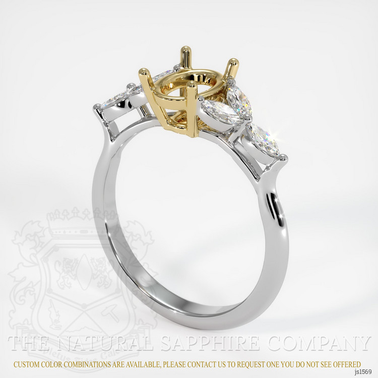 14K Yellow & White Accent Stones Ring Setting