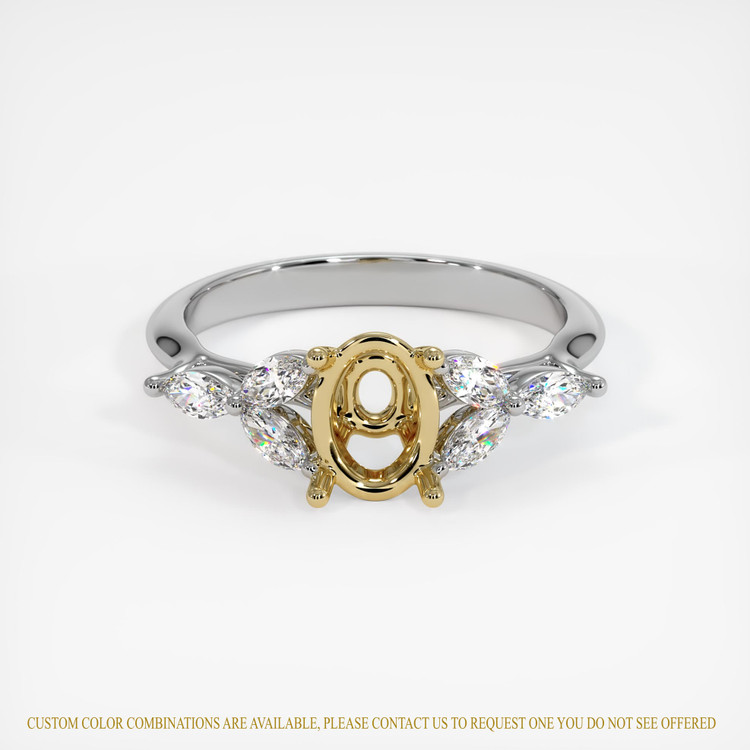 14K Yellow & White Accent Stones Ring Setting