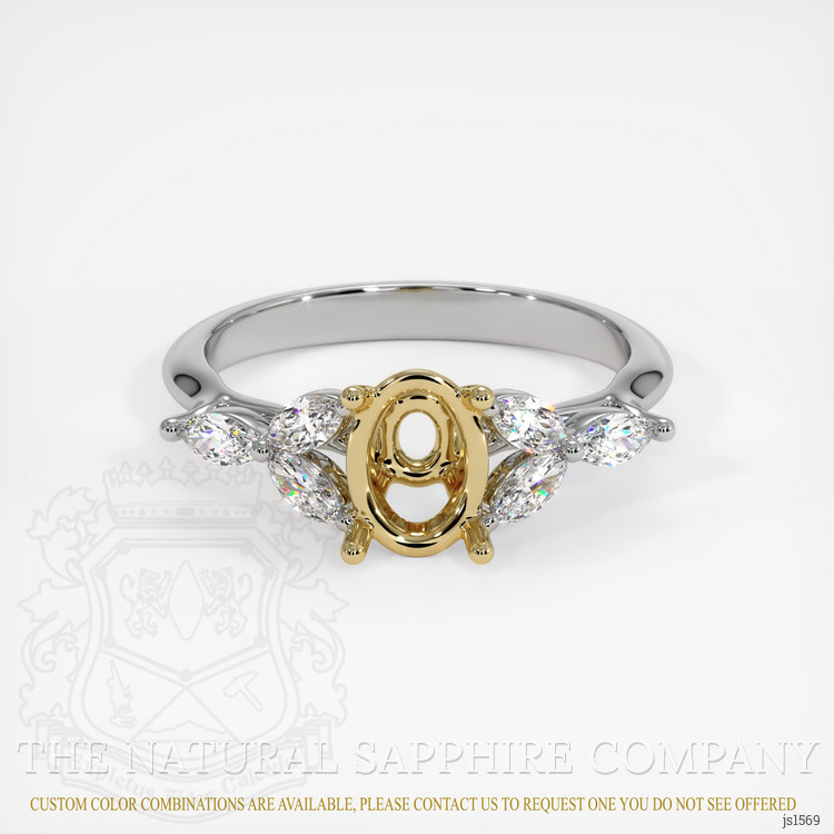 14K Yellow & White Accent Stones Ring Setting