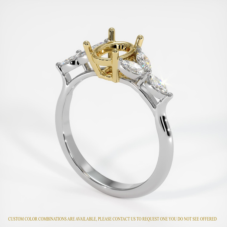 18K Yellow & White Accent Stones Ring Setting