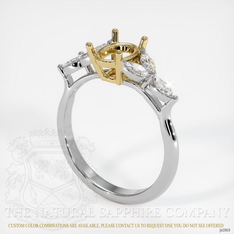 18K Yellow & White Accent Stones Ring Setting