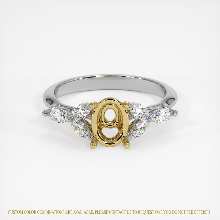 18K Yellow & White Accent Stones Ring Setting