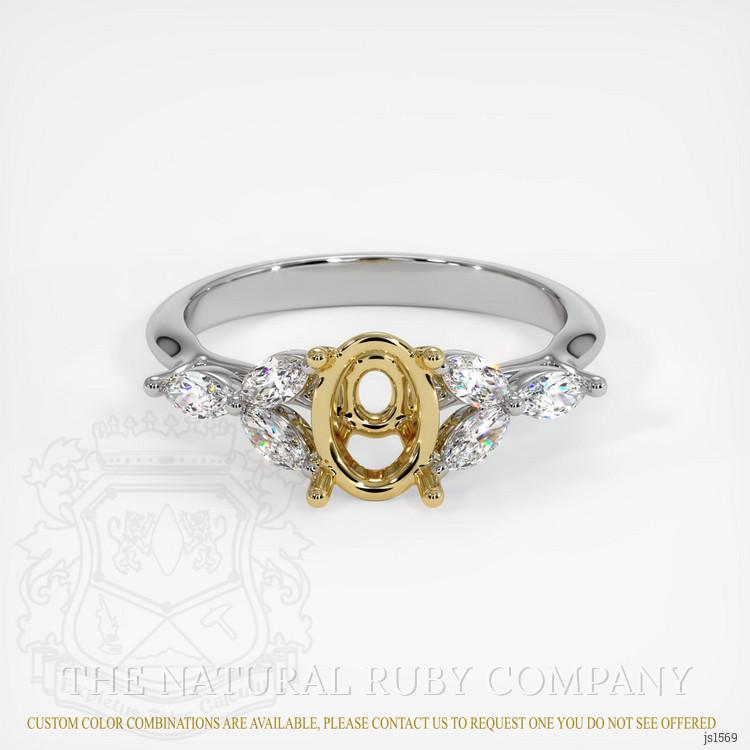 18K Yellow & White Accent Stones Ring Setting