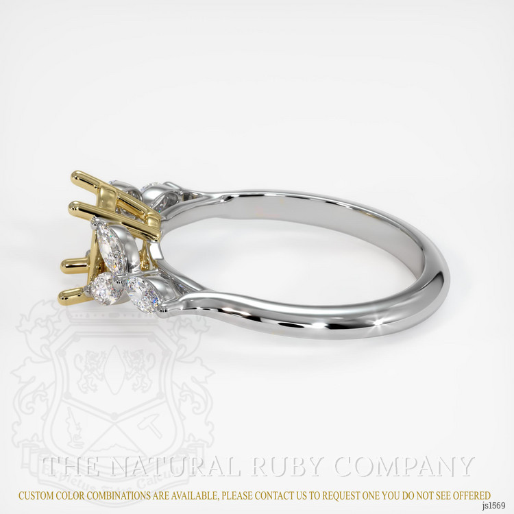 18K Yellow & White Accent Stones Ring Setting