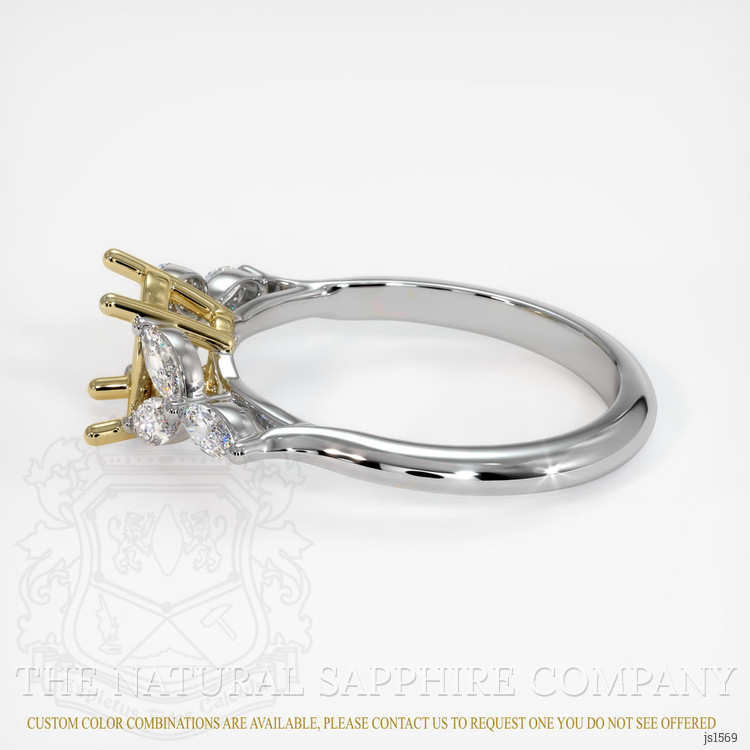 18K Yellow & White Accent Stones Ring Setting