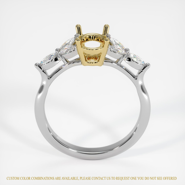 18K Yellow & White Accent Stones Ring Setting