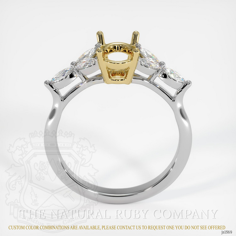 18K Yellow & White Accent Stones Ring Setting