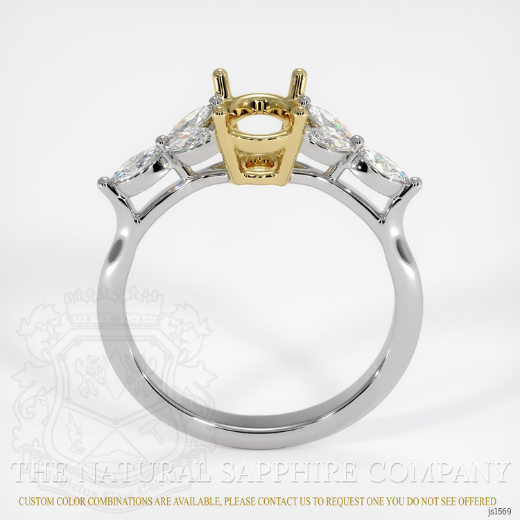 18K Yellow & White Accent Stones Ring Setting
