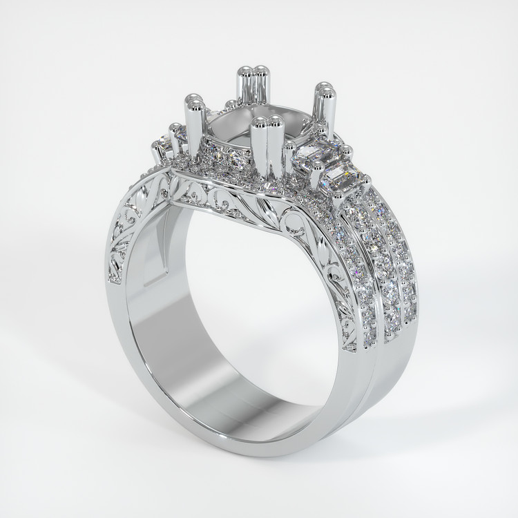 14K White Gold Antique Style Ring Setting