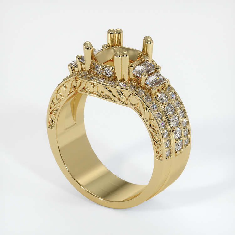 14K Yellow Gold Pave Ring Setting