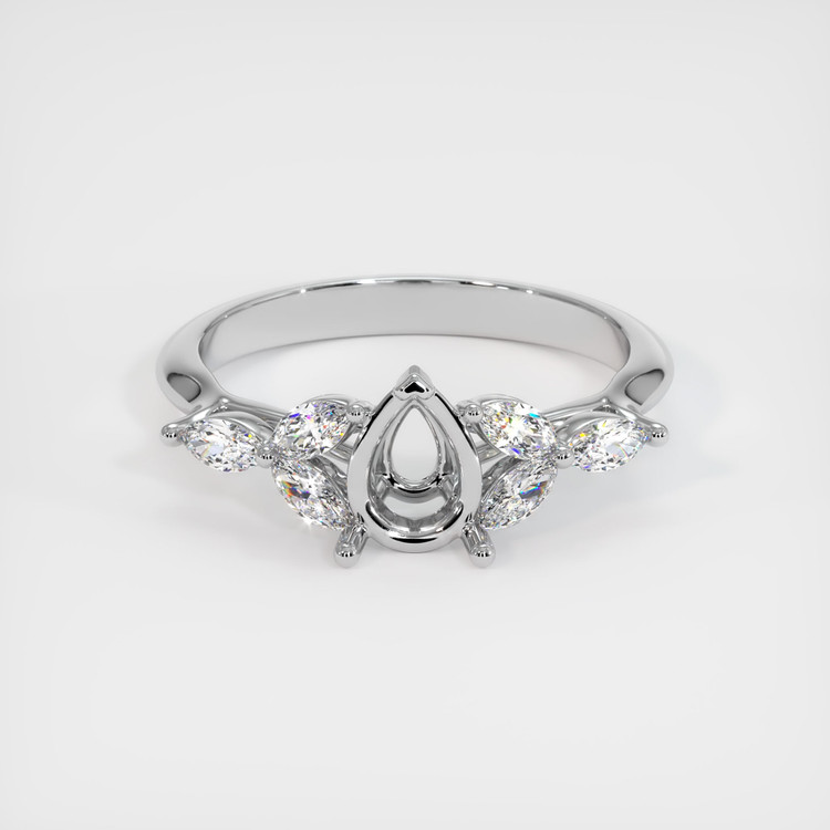 14K White Gold Accent Stones Ring Setting