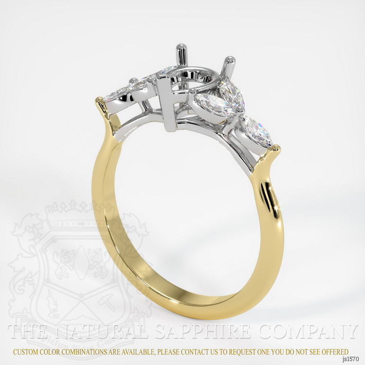 14K White & Yellow Accent Stones Ring Setting