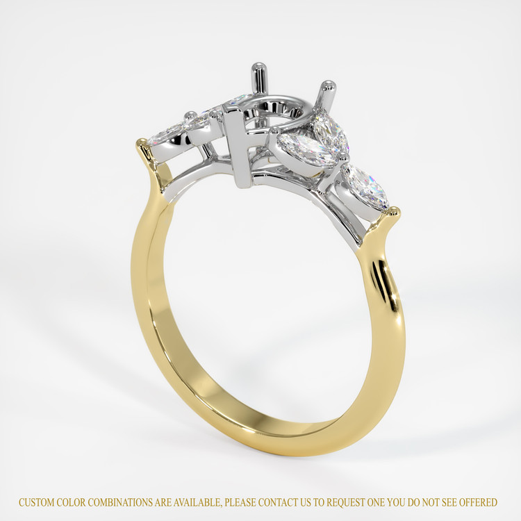 14K White & Yellow Accent Stones Ring Setting