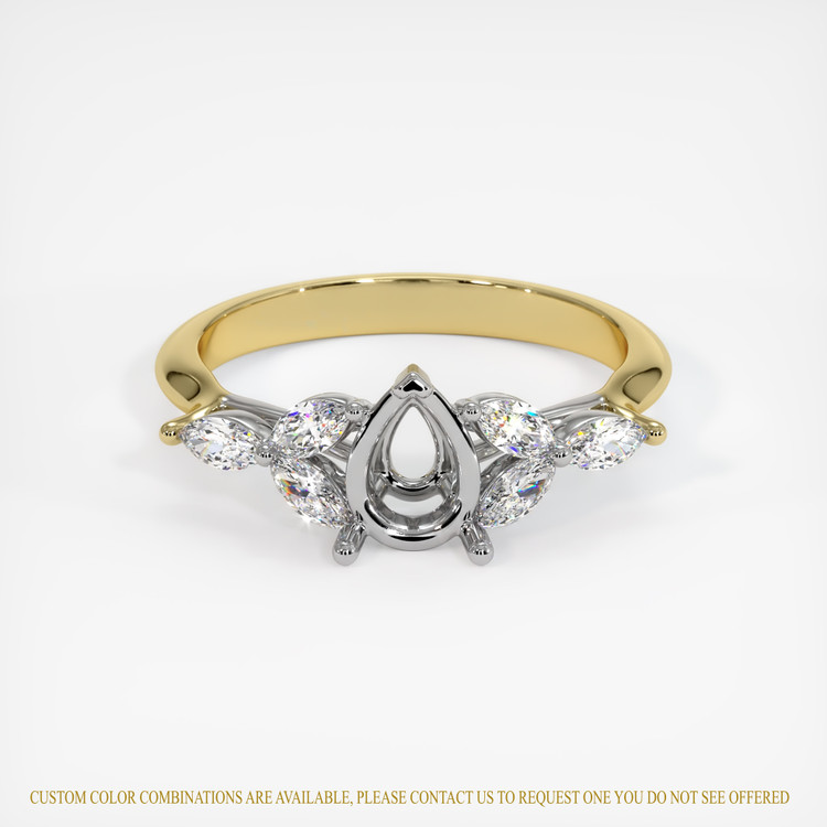 14K White & Yellow Accent Stones Ring Setting