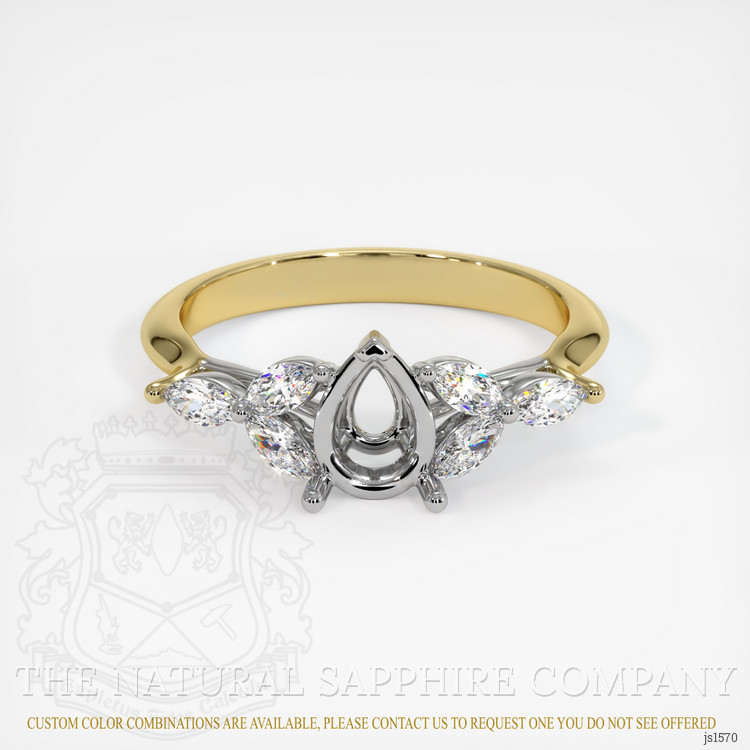 14K White & Yellow Accent Stones Ring Setting