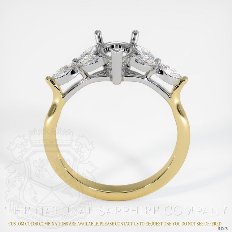 14K White & Yellow Accent Stones Ring Setting