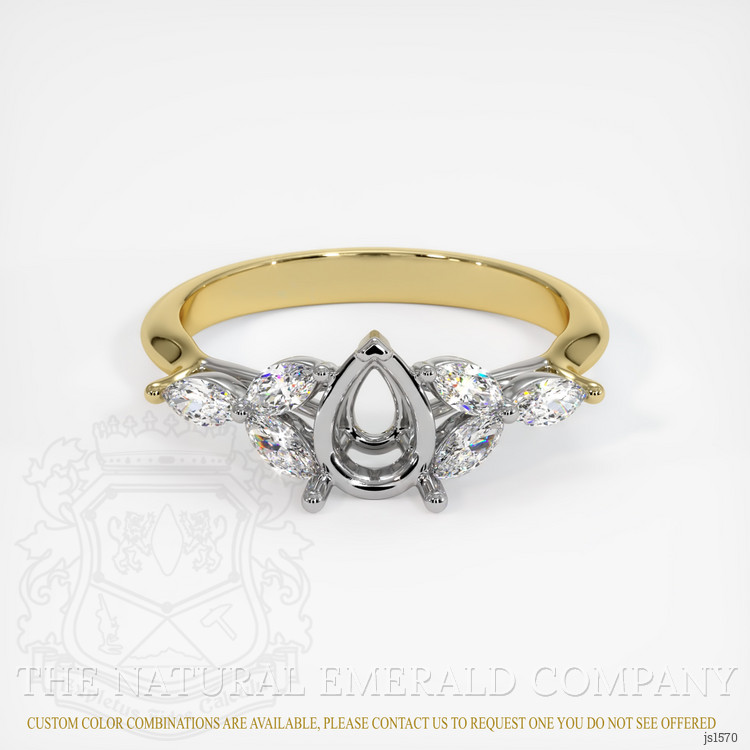 18K White & Yellow Accent Stones Ring Setting