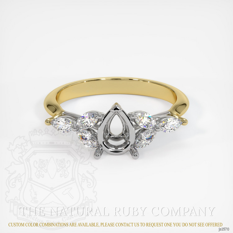 18K White & Yellow Accent Stones Ring Setting