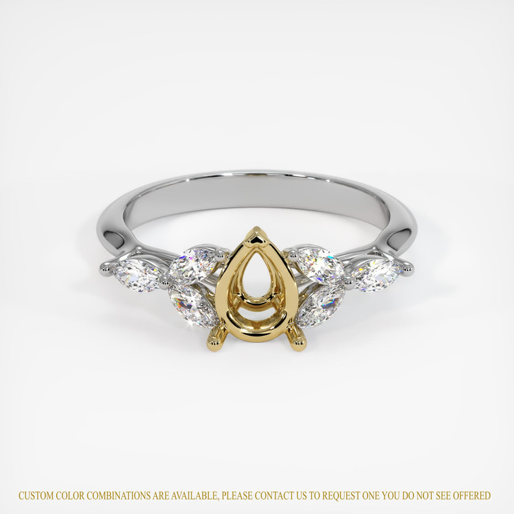 14K Yellow & White Accent Stones Ring Setting