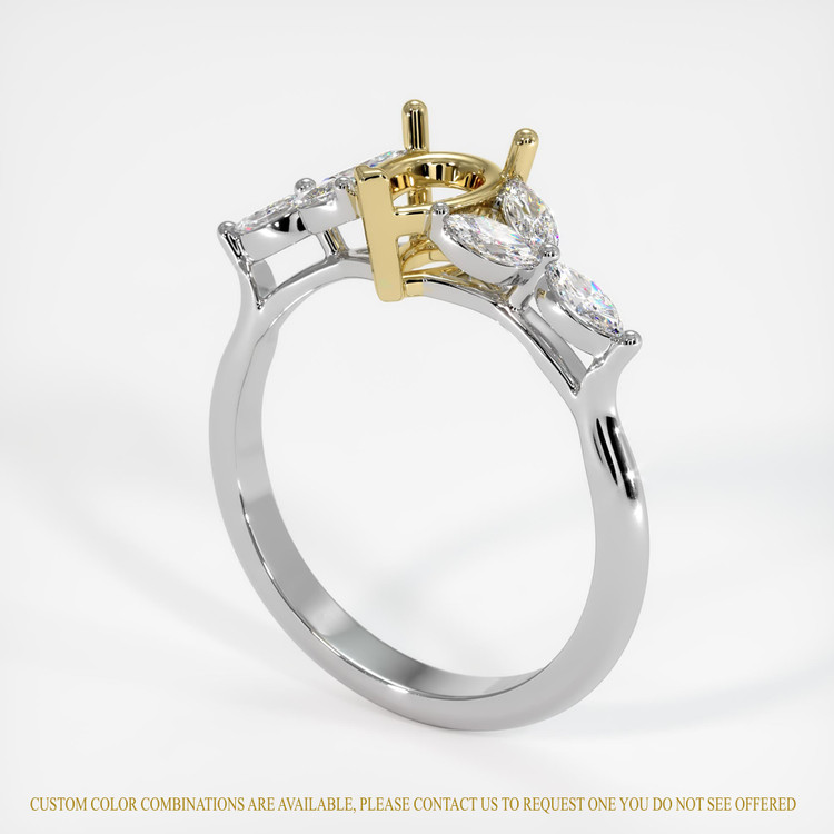 18K Yellow & White Accent Stones Ring Setting