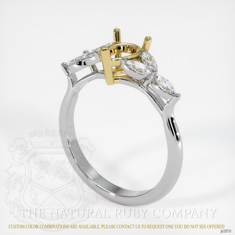 18K Yellow & White Accent Stones Ring Setting