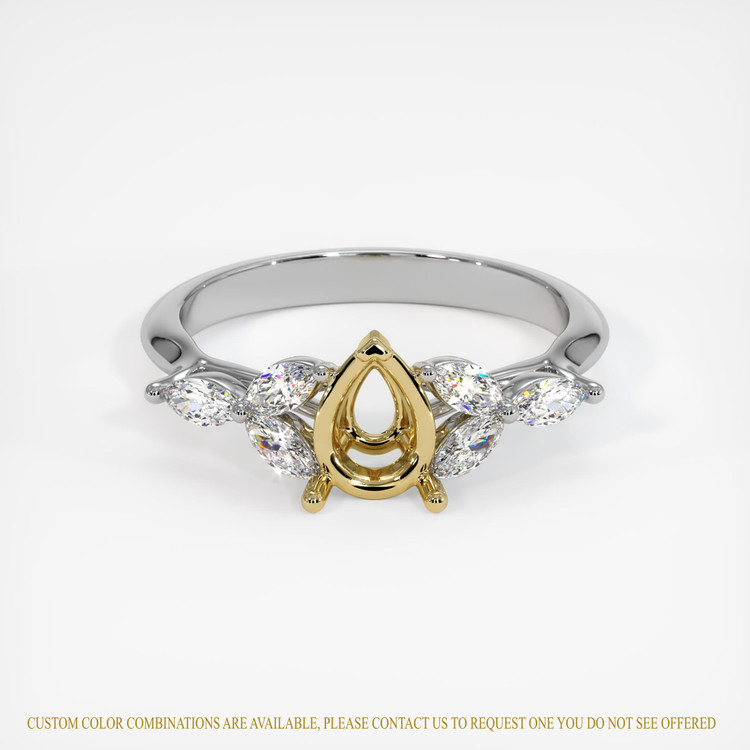 18K Yellow & White Accent Stones Ring Setting