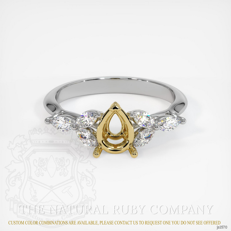 18K Yellow & White Accent Stones Ring Setting