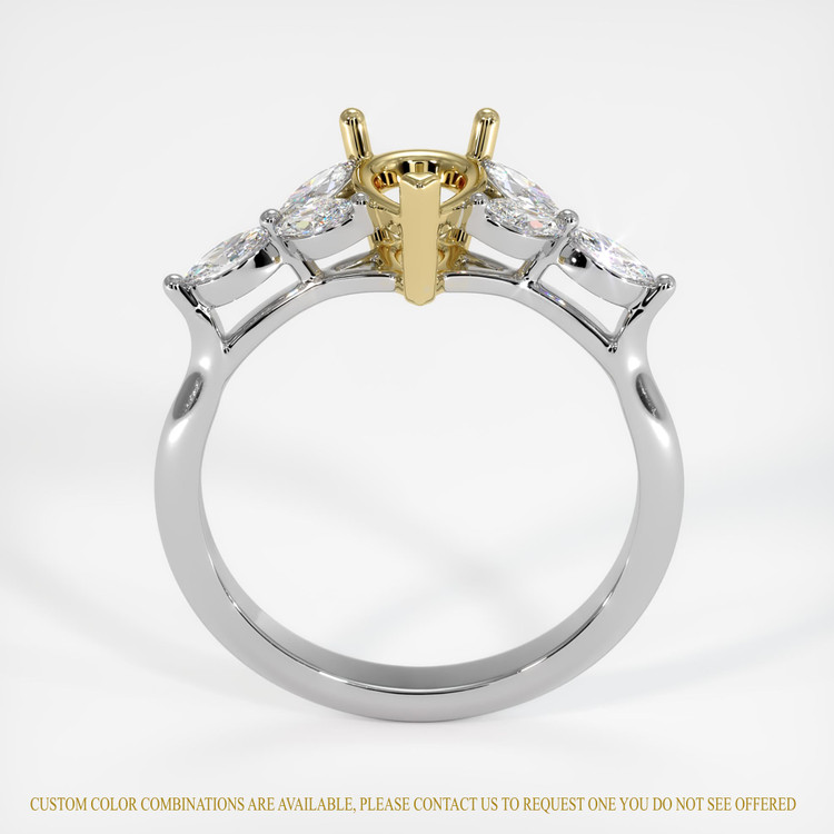 18K Yellow & White Accent Stones Ring Setting