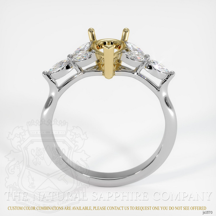 18K Yellow & White Accent Stones Ring Setting