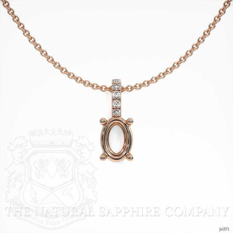 Pave Padparadscha Sapphire Pendant 3.02 Ct., 14K Rose Gold