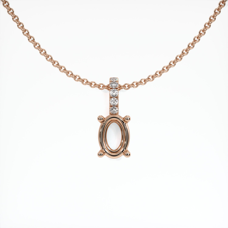 14K Rose Gold Pave Pendant Setting
