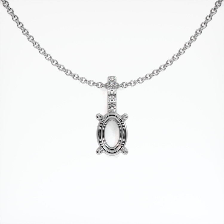 14K White Gold Pave Pendant Setting