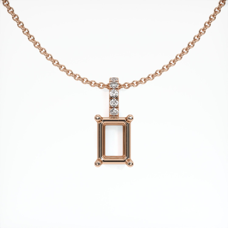 14K Rose Gold Pave Pendant Setting