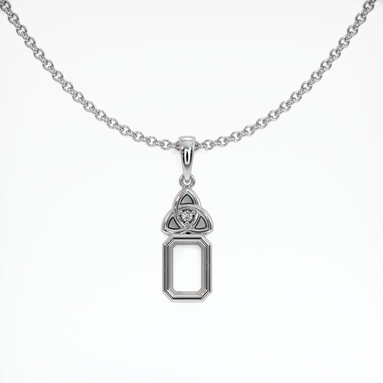 14K White Gold Accent Stones Pendant Setting