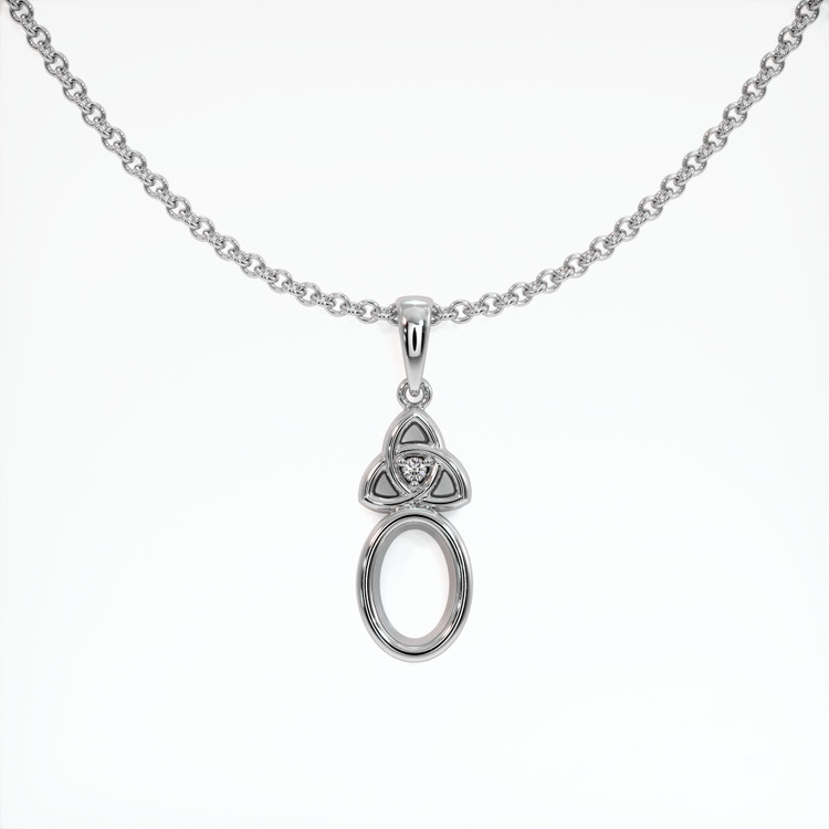14K White Gold Accent Stones Pendant Setting